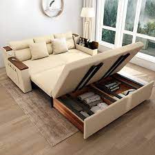 2100mm beige full sleeper sofa linen