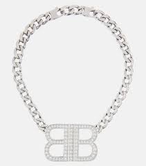 bb 2 0 embellished necklace in silver