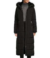 Donna Karan Quilted Faux Fur Hooded