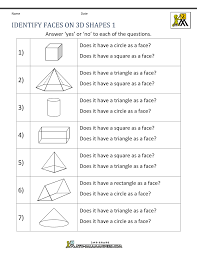 2d shapes worksheets for grade 1. 3d Shapes Worksheets 2nd Grade