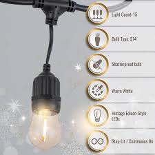 48 Ft Corded Patio Led String Lights
