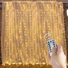 Amazon Com Window Curtain String Lights 20 Feet 600 Led Fairy Twinkle Lights With Remote Timer 8 Modes For Room Wedding Party Backdrop Outdoor Indoor Decoration Warm White Unconnectable Curtain Not Included