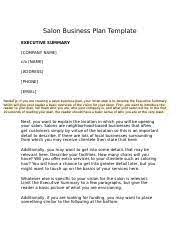 salon business plan template docx