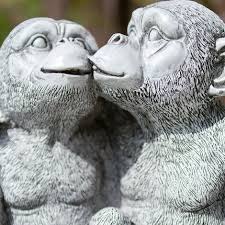Stone Effect Kissing Monkeys Garden