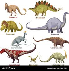 dinosaurs cartoon set with names