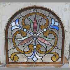 Arched Top Antique Stained Glass Window