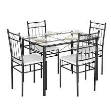 5 piece dining set glass metal table