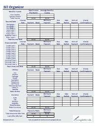 Bill Tracking Spreadsheet Template Monthly Bill Organizer Household