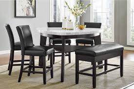Beauty counter height dining table set. Carrara Marble Counter Height Dining Table 4 Counter Chairs Storage Bench