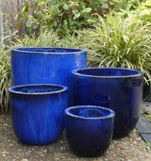 Large Blue Glazed U Planter Woodside