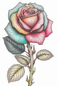 drawing of a flower with the name rose