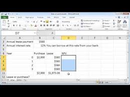 Free auto lease calculator to find the monthly payment and total cost for an auto lease as well as to compare the cost of leasing to that of purchasing a vehicle under the same conditions. Excel 2010 Buy Versus Lease Calculation Youtube