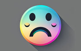 sad face emoji with rainbow color hd