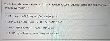 The Balanced Chemical Equation For The