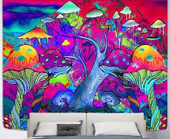 Mushroom Tapestry Hippie Colorful Art