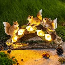 Garden Resin Squirrel Statue With Led