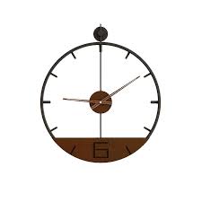 Iron Wood Wall Clock Silent Mute Clock