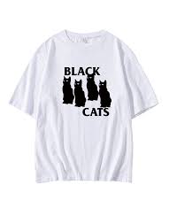 White Black Cats Print T-Shirt | Haerin - NewJeans - Fashion Chingu