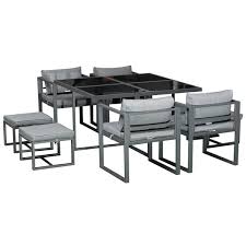 outsunny 9 pieces patio dining sets