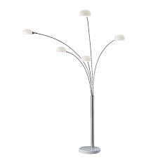 Satin Steel Arc 5 Light Floor Lamp Luna Rc Willey Furniture Store