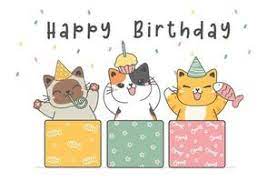 happy birthday cat vector art icons