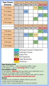schedule from november 6 ann yoga studio
