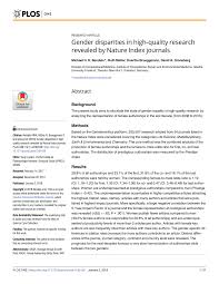 Pdf Gender Disparities In High Quality Research Revealed By