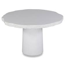 White Stone Round Outdoor Dining Table