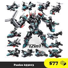 Đồ chơi lắp ráp Robot Máy bay biến hình - Lego Robot 12 in 1 Panlos 633013  - Đồ chơi trí tuệ 577 mảnh ghép