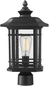 Emliviar Outdoor Post Lighting Fixture 17 Inch 1 Light Exterior Post Light In Black Finish With Seeded Glass A2202110p1 Amazon Com