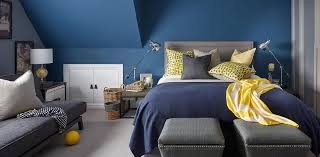 yellow blue and gray kid bedroom
