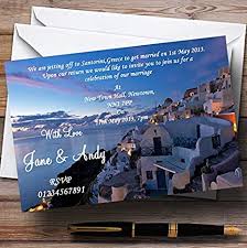 Tips, ideas, and printable invitation templates to create diy and homemade invites for your upcoming wedding, baby shower. Greeting Cards Party Supply Santorini Greece Jetting Off Married Abroad Personalised Wedding Invitations Greeting Cards Invitations