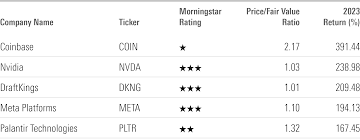 top performing stocks of 2023 morningstar