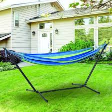 Hammock With Metal Stand Green Stripe