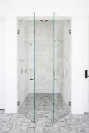 floor level shower with gray prism