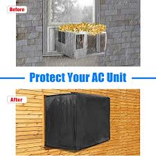 Repeated exposure of your ac unit to winter frost, rainfall, direct sunlight, leaves, and grass clippings can severely damage it. Trelc Window Air Conditioner Cover Outdoor Air Conditioner Defender Winter Ac Window Unit Cover With Adjustable Straps Bottom Covered Black 25 98 X 24 8 X 18 5 Inch Pricepulse