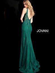 Emerald Embroidered Mermaid Lace Jovani Dress 64995
