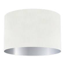 White Silk Drum Lampshade With Silver