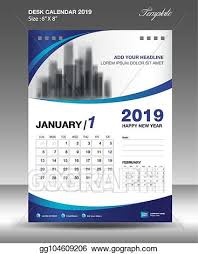 Vector Art January Desk Calendar 2019 Template Flyer Design Vector