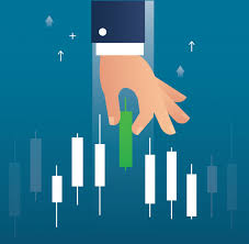 Hand Holding A Candlestick Chart Stock Market Vector