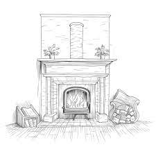 Fireplace Sketch Images Free