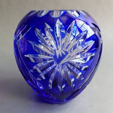 Blue Lead Crystal Vase By Tritschler
