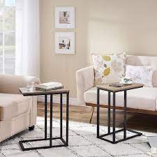 W Gray C Shaped End Side Couch Table
