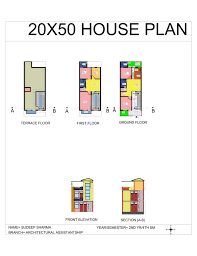 20x50 Sq Ft House Plan Pdf Designs Cad