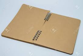 Opened Brown Plain Notebook With White Background And Selective