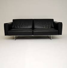italian designer leather chrome sofa