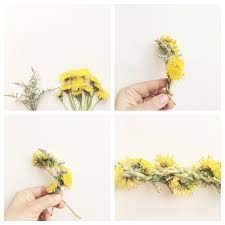 For this flower crown diy, i picked a couple other blooms that were growing wild nearby the mustard greens just for contrast. How To Make A Dandelion Chain Lady Hayes