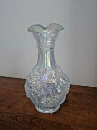 White Carnival Glass Loganberry Vase