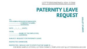 paternity leave request letter sle