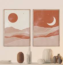 Mid Century Modern Sun And Moon Print